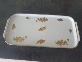 Serviertablett Langenthal Suisse Goldrand Blumen Muster 40cm