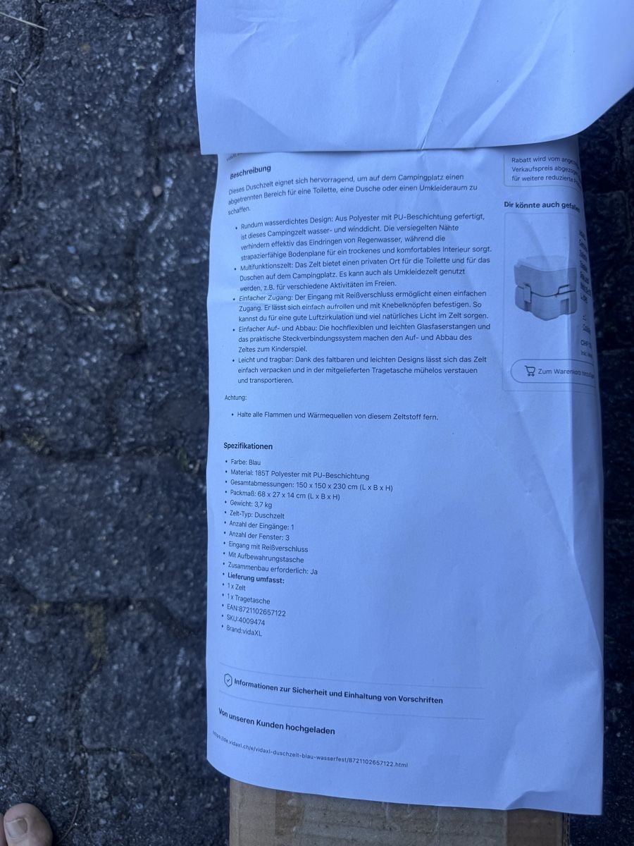 Zelte & Pavillons: Wc Zelt +duschzelt – Neu und originalverpackt aus Orpund von Rhodes0 1
