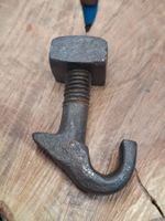 1 antike Haken Schraube, 7.7cm, Schmiedeisen (4124#NSH6)