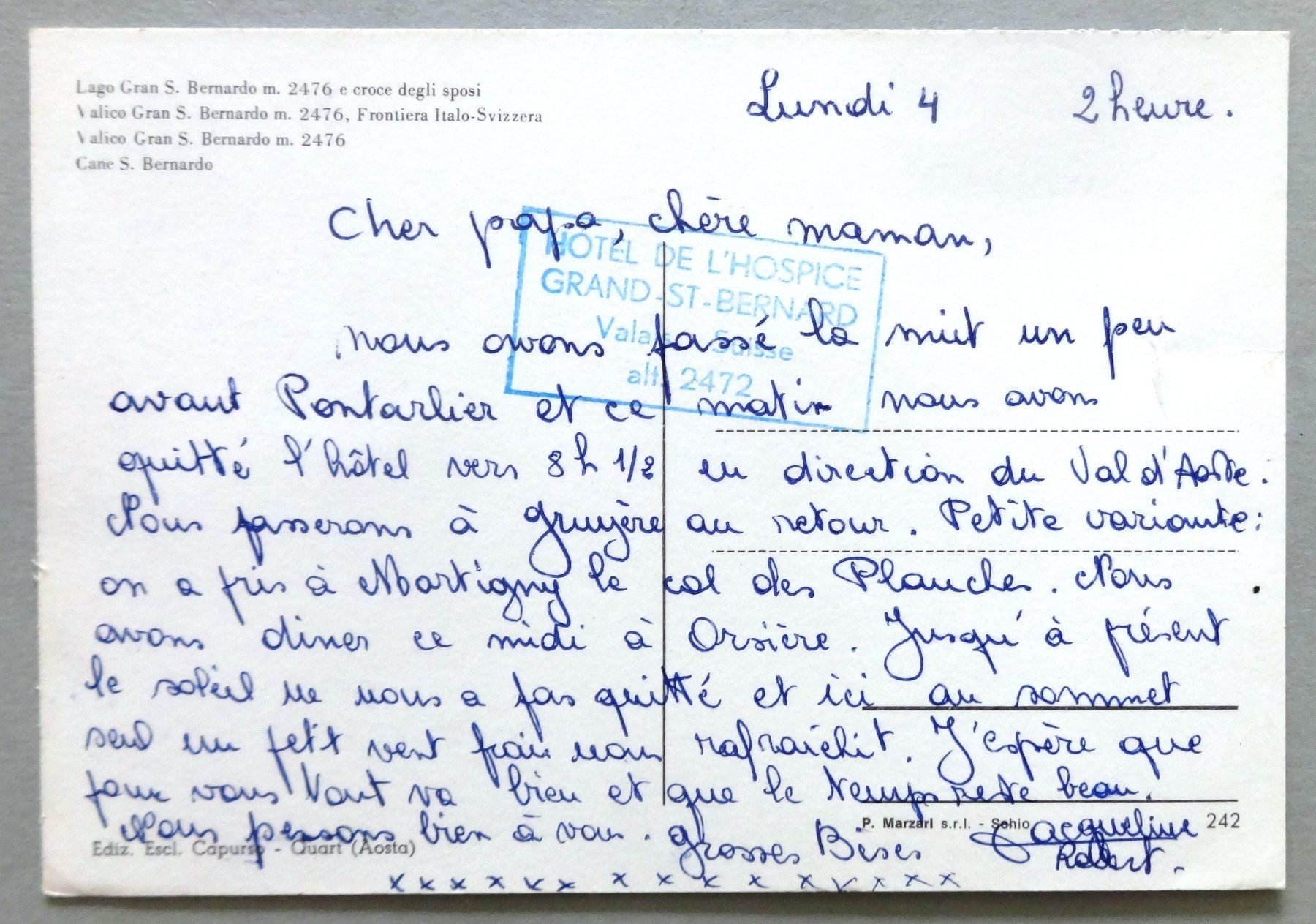 Cartes postales: Grand St. Bernard – D'occasion à Fétigny par Billy2miny 1