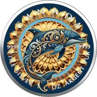 Maple Leaf 2025 Farbiger Round Mandala Dolphin1OZ SILBER