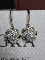Boucles d'oreille argent avec moissanites 2 ct certifié GRA