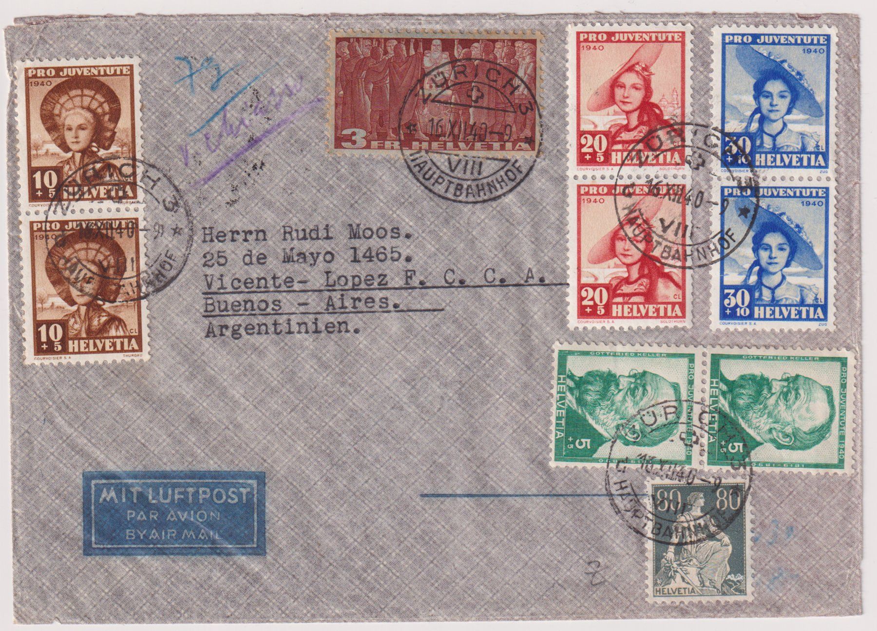 Tous les timbres: Top Frankatur nach ARGENTINIEN !! – D'occasion à Bibern SH par Heinibuehrer