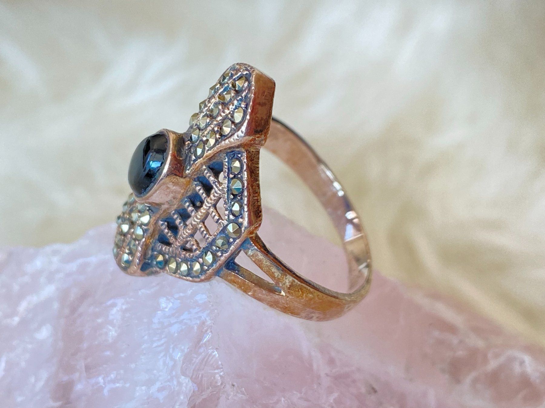 Anelli: Ring Silber 925 mit schwarzem Stein – Usato da Istighofen venduto da Ringparadies 1