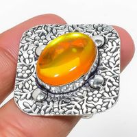 Orange Mystic Topaz Gemstone Handmade Jewelry Ring Size 7
