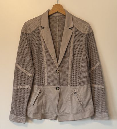 MARC CAIN Blazer N5 L 42 Häkel Jacke beige taupe - CS 34.02
