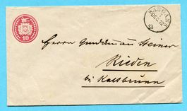 Tüblibrief von Sargans nach Rieden bei Kaltbrunn 1872