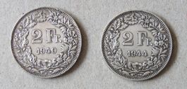 2 x Fr. 2.-  1940 und 1944