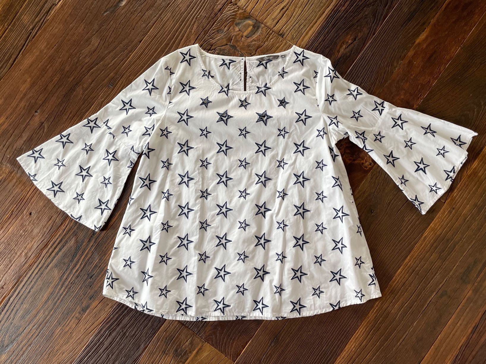 Princess goes hollywood Blusen: Baumwollbluse von Princess, Trompetenärmel (weiss, Gr. 38) – Gebraucht aus Balzers von Golf-Lady