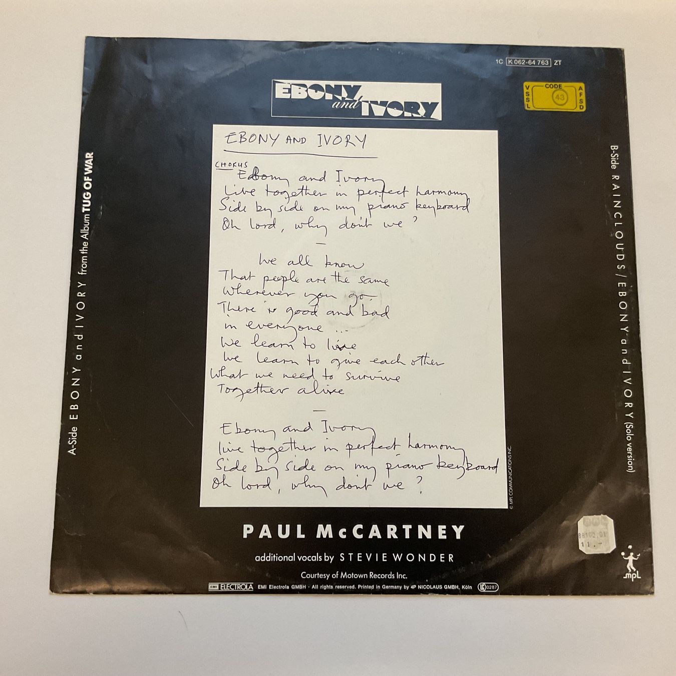 Dischi in vinile: McCartney - Ebony And Ivory – Usato da Amriswil venduto da Austinn 1
