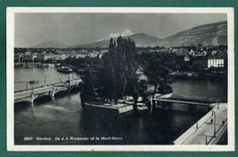 Genève, Ile Rousseau et le Mont-Blanc, ungelaufen, ca. 1930