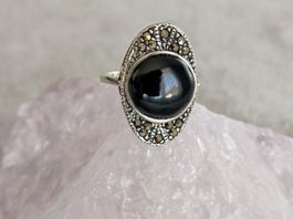 Ring Silber 925 mit schwarzem Stein