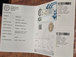5 Naturdiamanten IGI zertifiziert 0.98 CT
