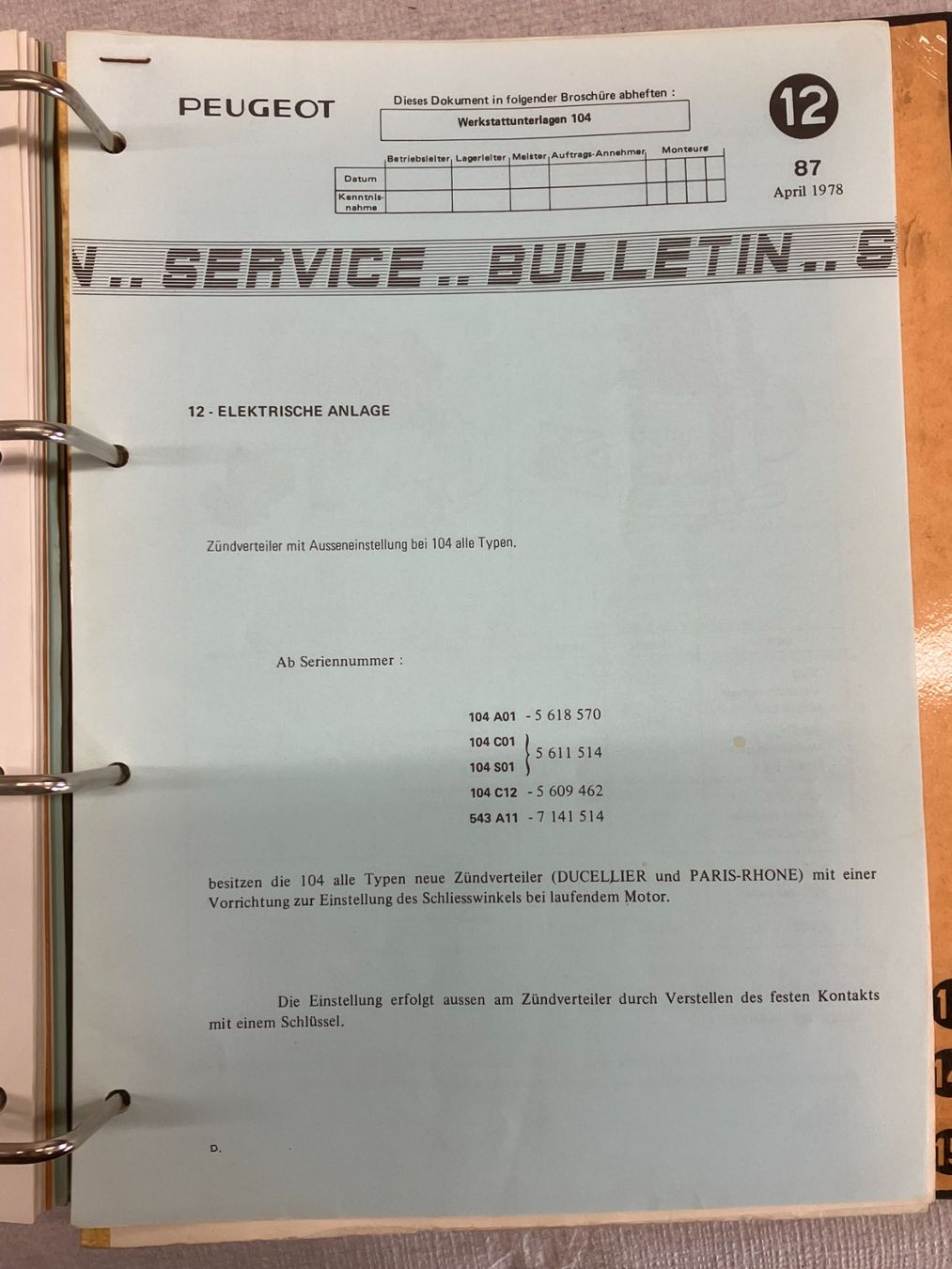 Bücher: Werkstatthandbuch Peugeot 104 – Gebraucht aus Hämikon von Armin15 8