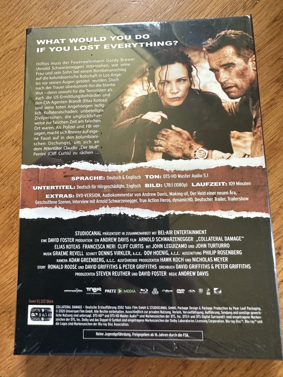 Tutti i DVDs: Collateral damage Mediabook Arnold Schwarzenegger Neu – Nuovo e nell'imballaggio originale da Benken ZH venduto da Audi-erich 1