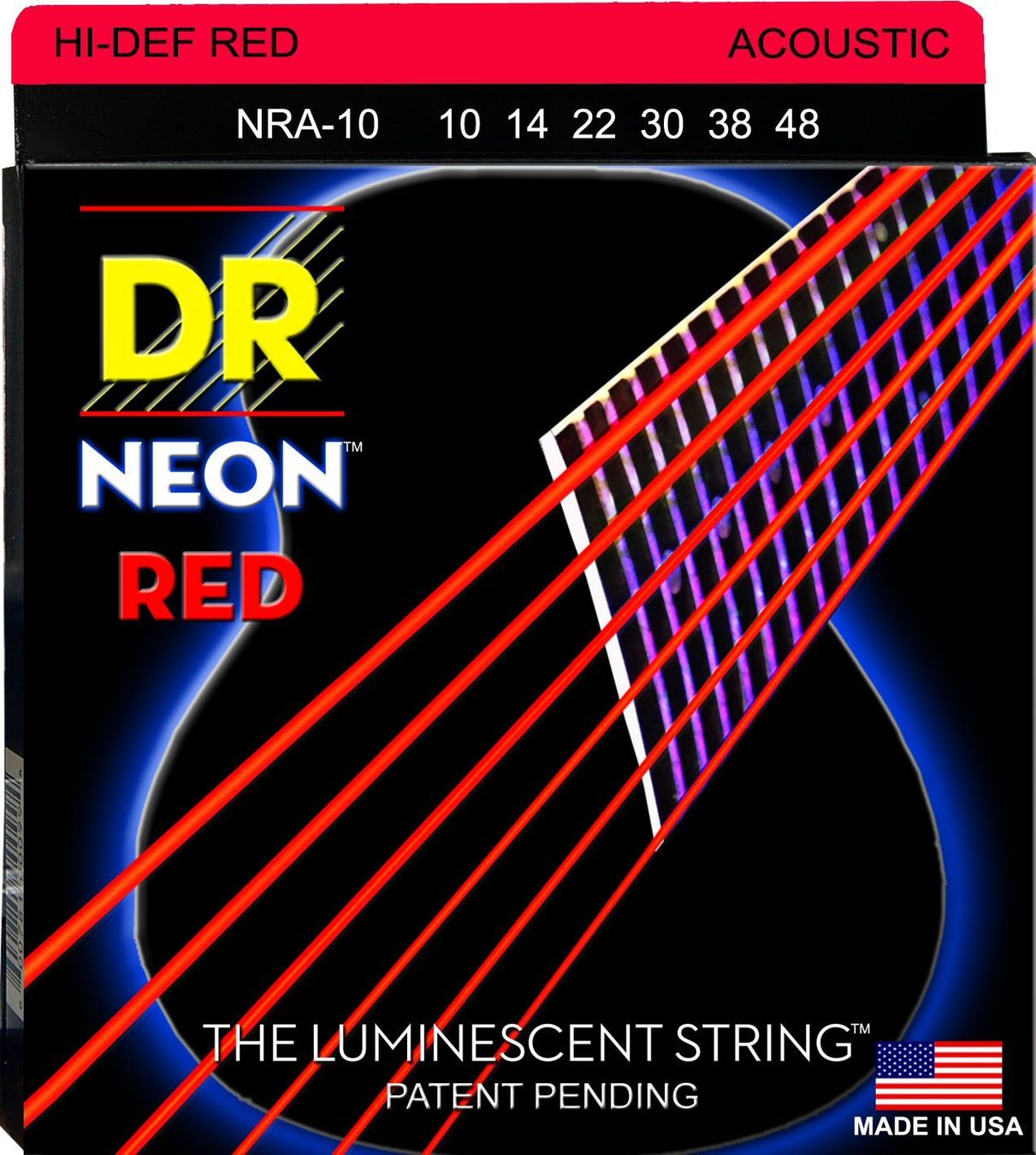 Strumenti musicali: DR Acoustic Guitar Strings:NEON Red @ 10-48 – Nuovo e nell'imballaggio originale da Zofingen venduto da Rodeln