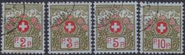 1911-26 Portofreiheit, Nr.2B-5B (ohne KN) gestempelt K:225.-
