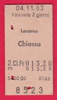 KARTON BILLETT, LOCARNO - CHIASSO, 2.KLASSE, EINFACH
