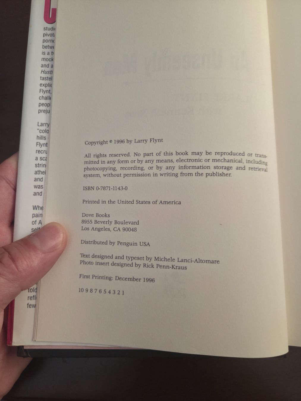 Libri: Larry Flynt An Unseemly Man 1996 First Printing – Usato da Aldesago venduto da lusuardi 3