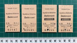 Soyhières-Bellerive - Delémont, 4 alte Bahn Billette, SBB