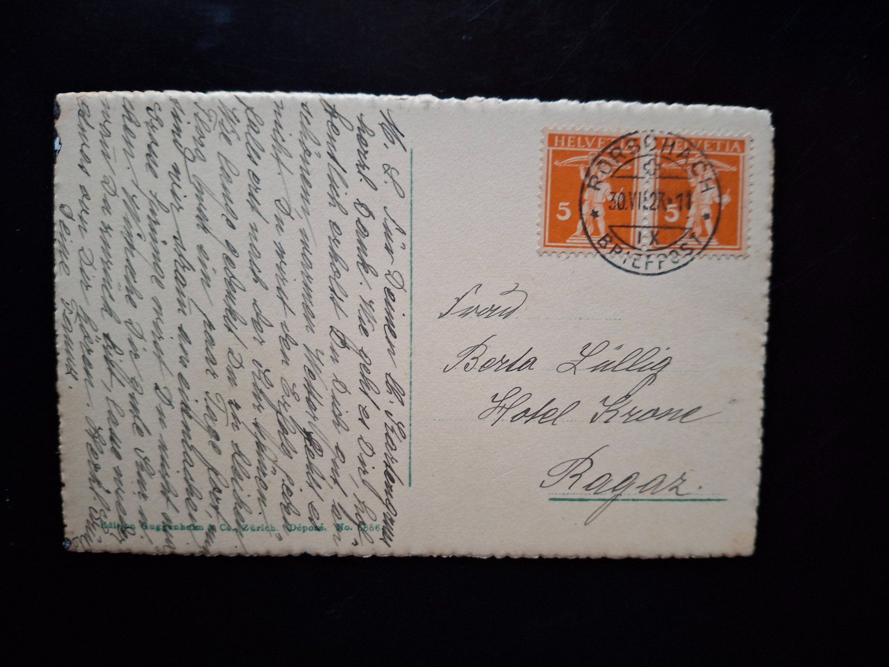 Cartoline postali: Ansichtskarte Rorschach Haus Brugger gelaufen 1911 – Usato da Kreuzlingen venduto da Gastra 1