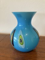 Vase en verre de Murano, bleu turquoise, artisanat d'art