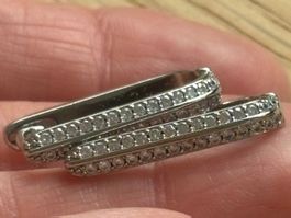 Luxus Elegante Creolen Edelstahl Ohrstecker Farbe Silber