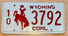 Wyoming 10-3792 COML Nummernschild USA