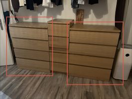 2 x IKEA STORKLINTA Kommode, 4 Schubladen, Eichenoptik