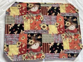 2x Autumn Scarecrow Placemat 40x30cm, Fall Decor, Handmade