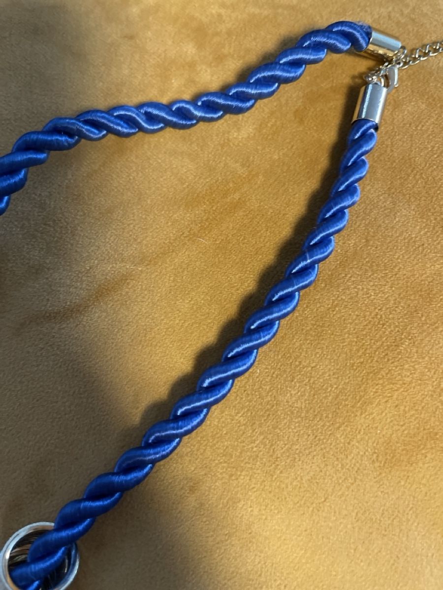 Catenine: Statement Necklace - Blue Cord & Silver Beads - Bold Style – Usato da Stäfa venduto da sun_979v 2