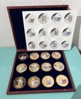 12er Set: goldige Medaillen "alte Banknotenmotive"