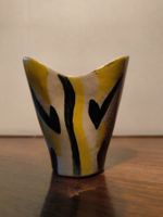 50er Jahre Vase vintage Ton gelb schwarz