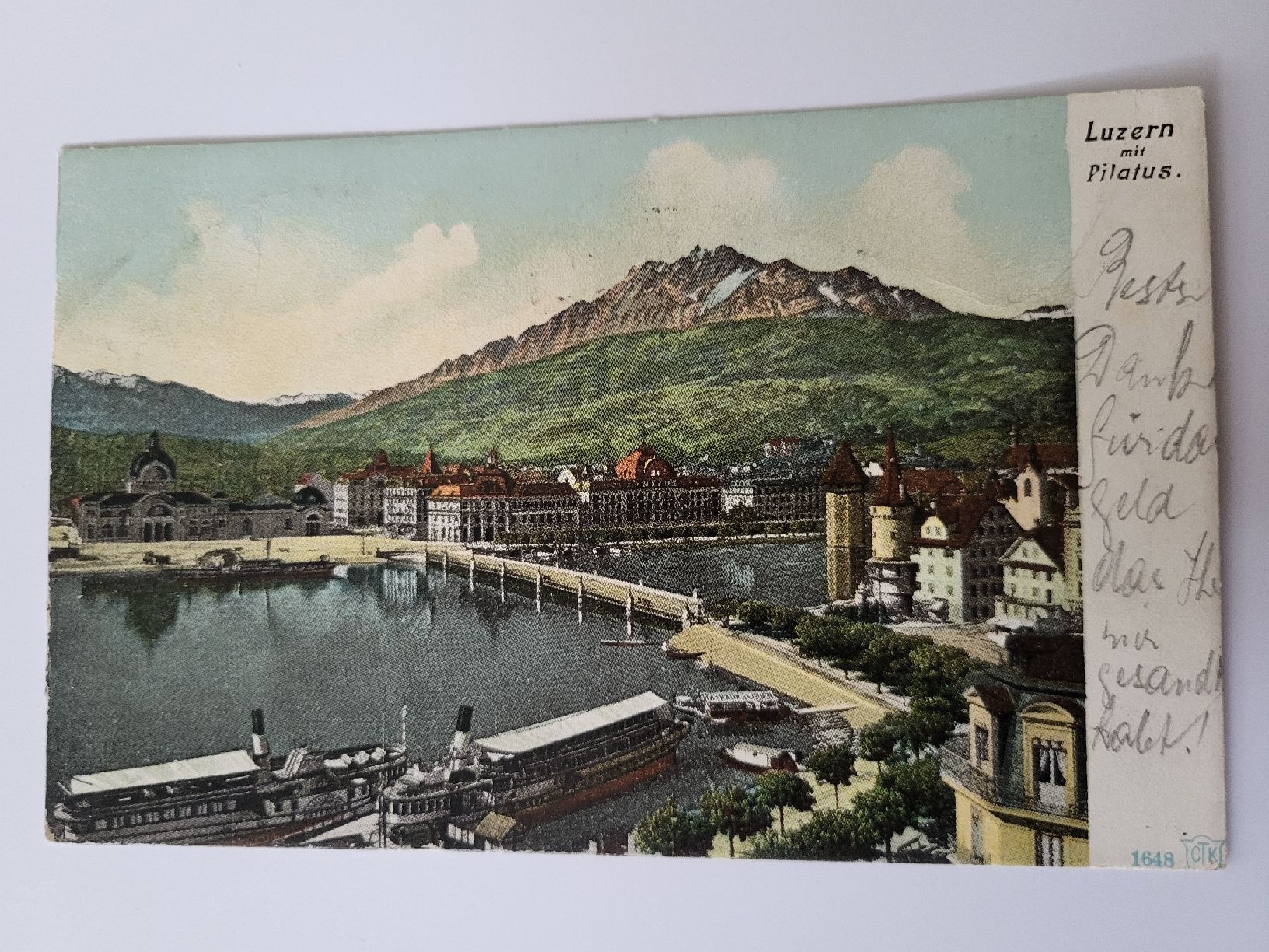 Cartoline postali: Alte Ansichtskarte Luzern mit Pilatus Schiff R28 – Usato da nunningen venduto da mic_88k2