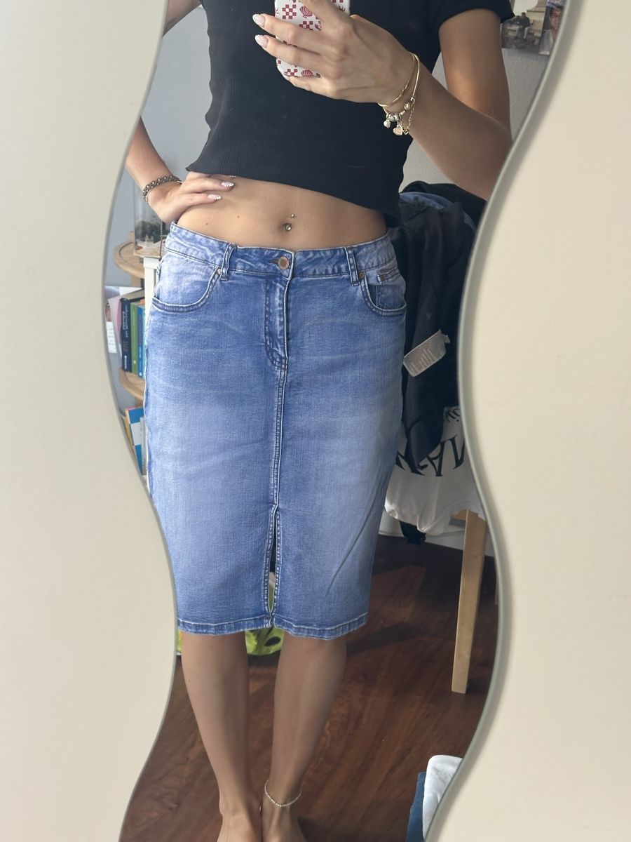 Gonne: Jeansrock blau mittellang – Usato da Grafstal venduto da jes_t6s7