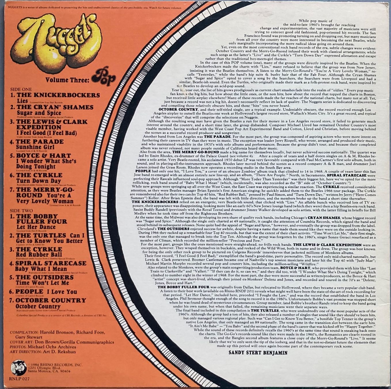 Dischi in vinile: DIVERS ARTISTES - NUGGETS VOLUME THREE: POP – Usato da Poliez-Pittet venduto da Newtown-Records 1