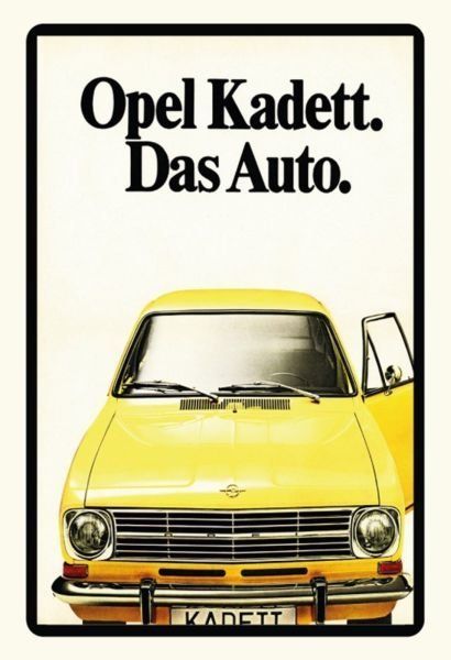 Opel Insegne: Blechschild-OPEL KADETT-DAS AUTO-gelb – Nuovo e nell'imballaggio originale da Rupperswil venduto da big-one-sale