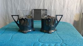 Jugendstil Teetassen mit Halter WMF