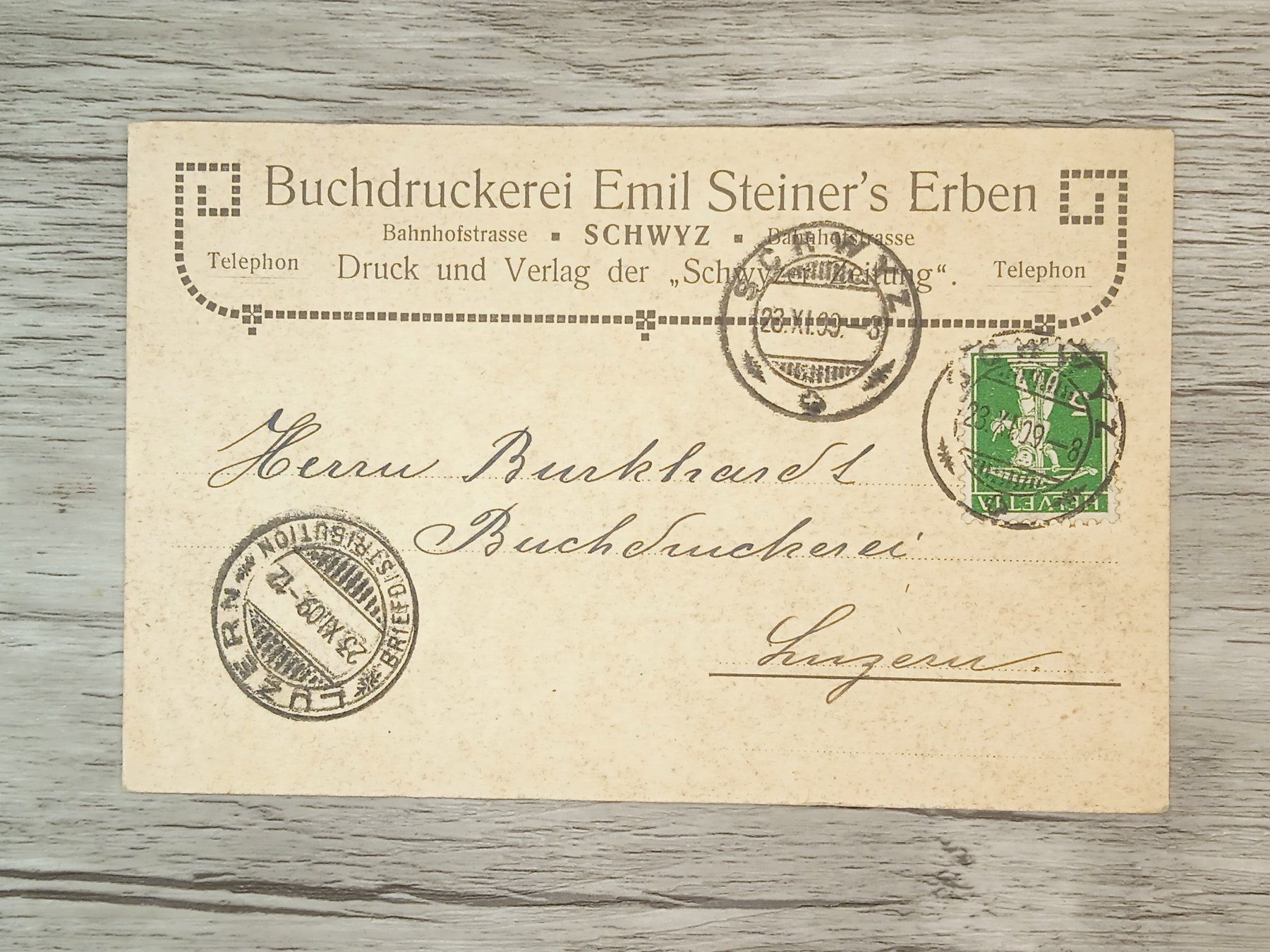 Tutti i francobolli: TR56 Carte Postale + Timbre Suisse 1909 – Usato da Cousset venduto da Patrick_Collections