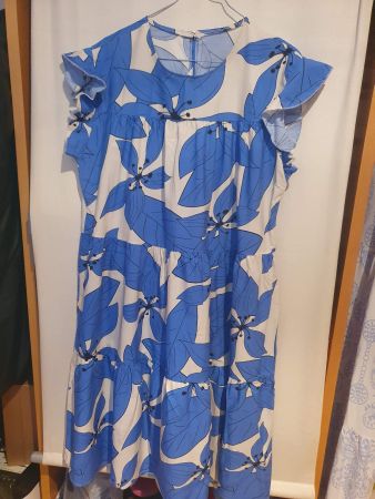 Abito estivo a fiori blu e bianco, cotone 100% tg. onesize