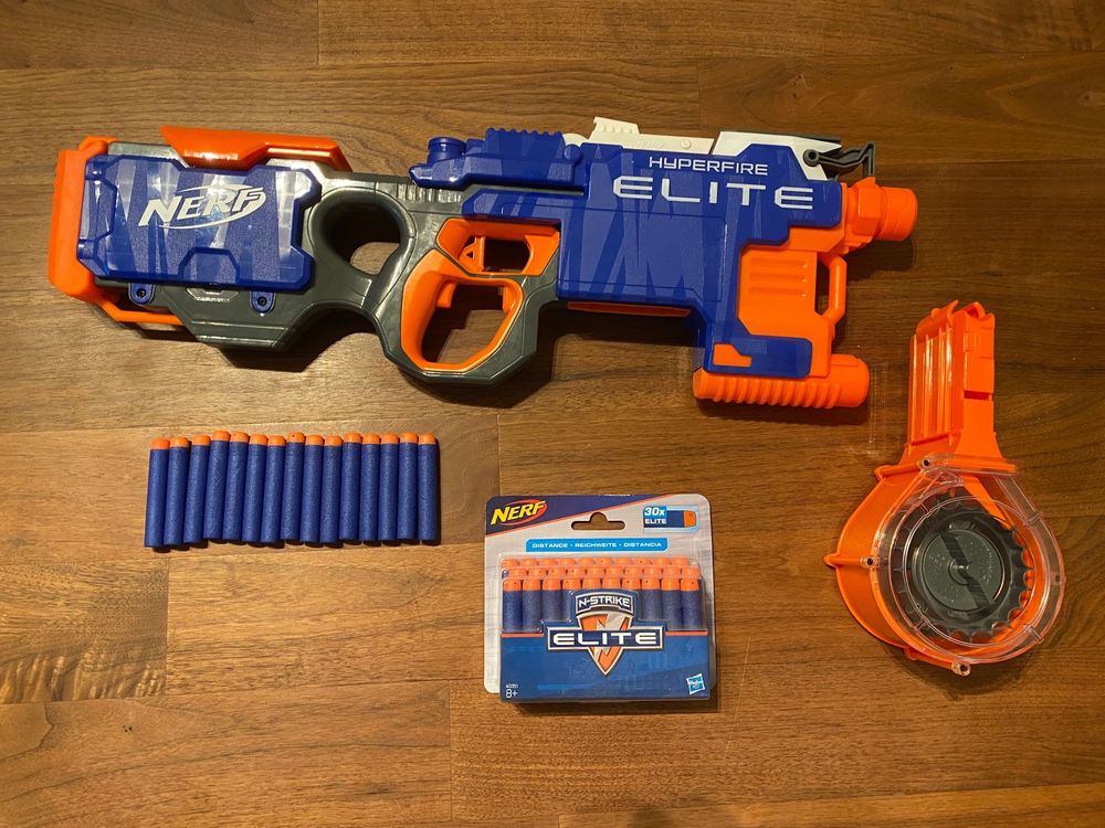 Nerf Hyperfire Elite mit 45 Schüssen und 25er Magazin (Gebraucht) in ...