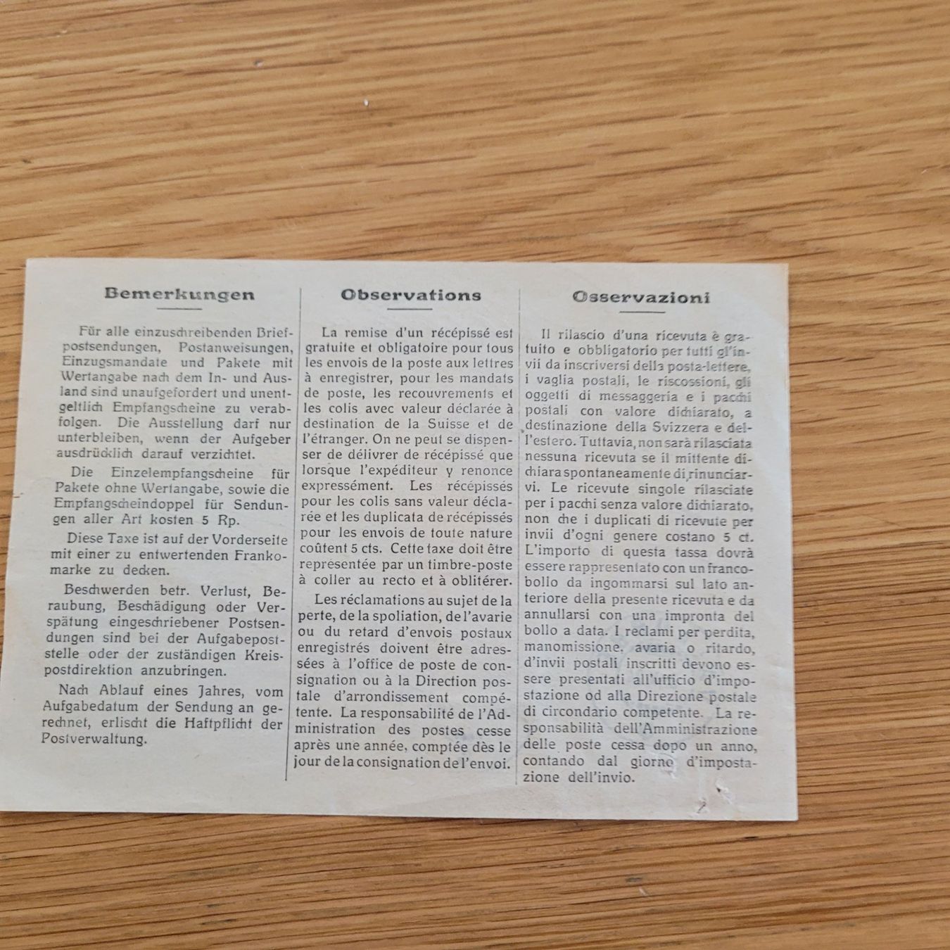 Alle Briefmarken: Document Récépissé Vallorbe 1924 – Gebraucht aus Biel/Bienne von Destockweb 1