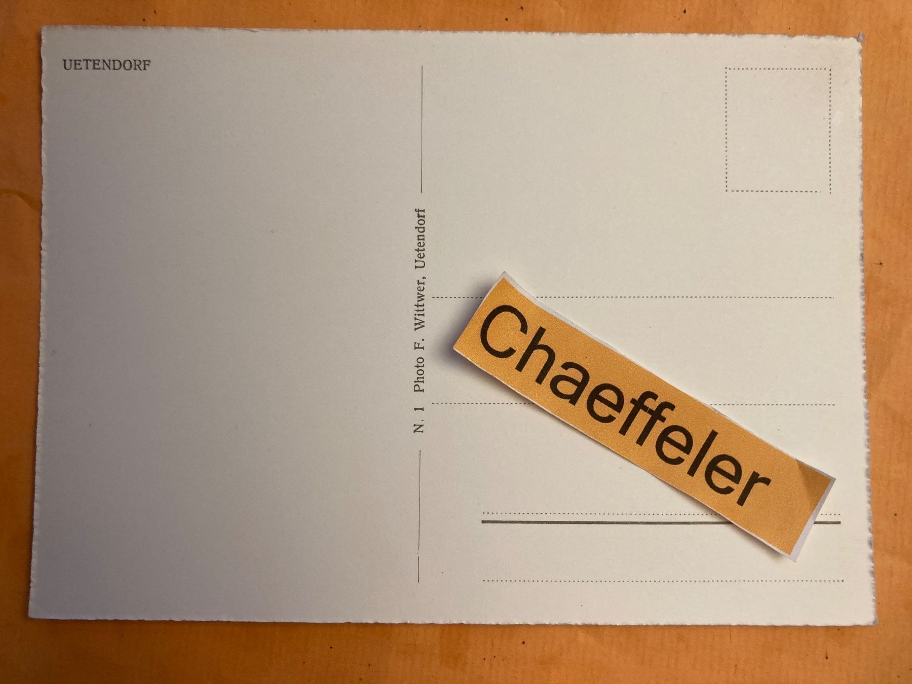 Cartoline postali: Uetendorf – Usato da Zürich venduto da Chaeffeler 1