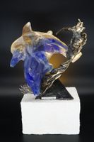 Wunderbare Skulptur "Groupe Dauphins" vom Künstler Lohé