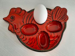 Vintage 60er 70er J. Keramik Eierplatte Huhn Servierplatte
