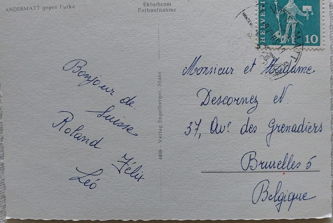 Cartoline postali: ANDERMATT  gegen Furka - 1965 – Usato da Delémont venduto da Domdom1 1