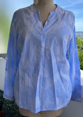 Sommerliches Blusenhemd mit Palmendruck Gr.42Top Zustand