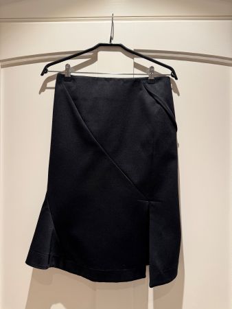 Jil Sander Black Satin Asymmetrical Skirt 34