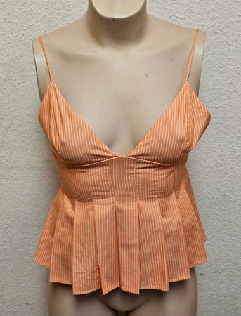 ZARA Damen Top Orange Gestreift – Gr. M – Baumwolle – Sehr g