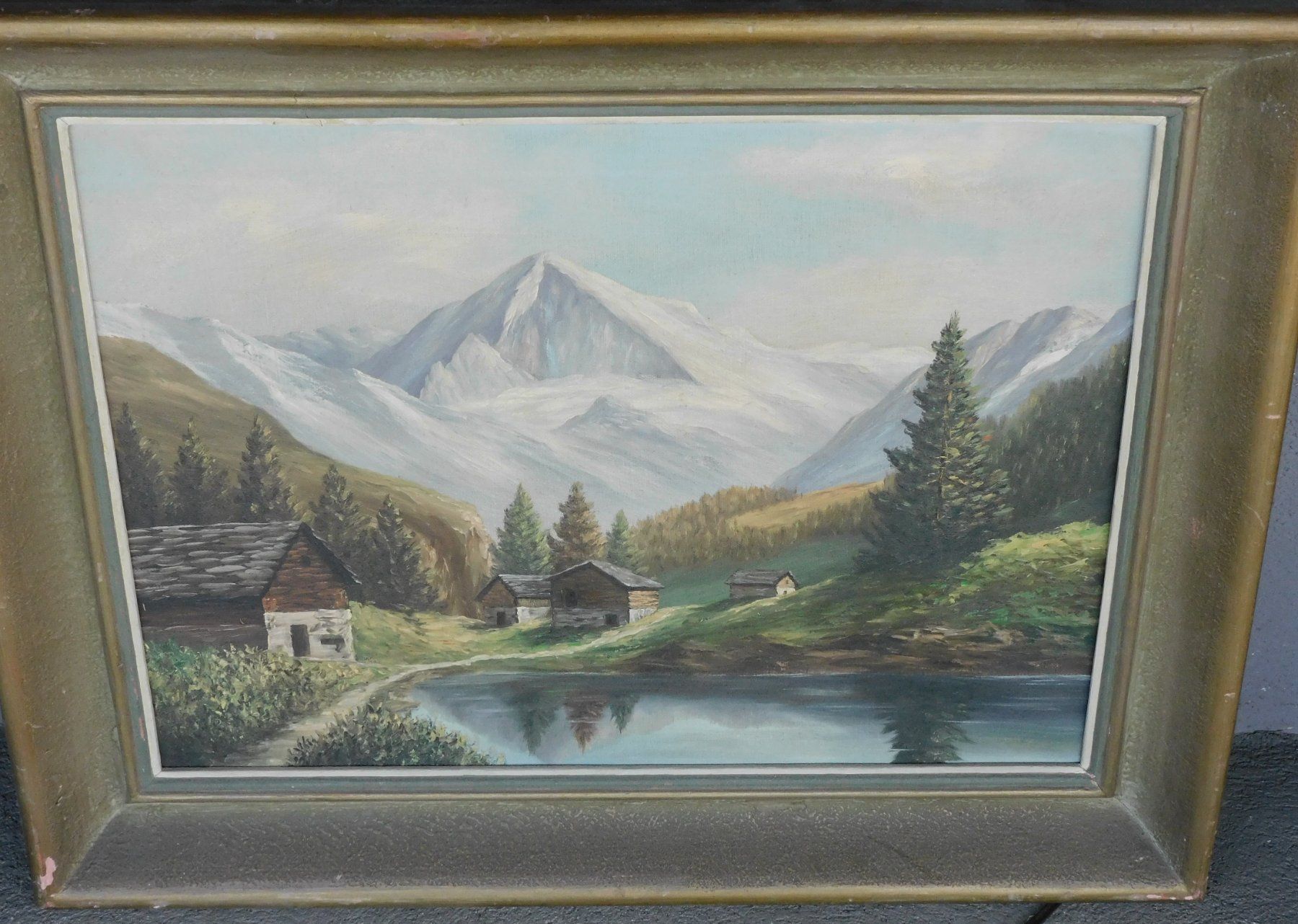 Gemälde: Kunst Landschafts Gemälde grosses altes Ölgemälde – Gebraucht aus Sursee von 76 1